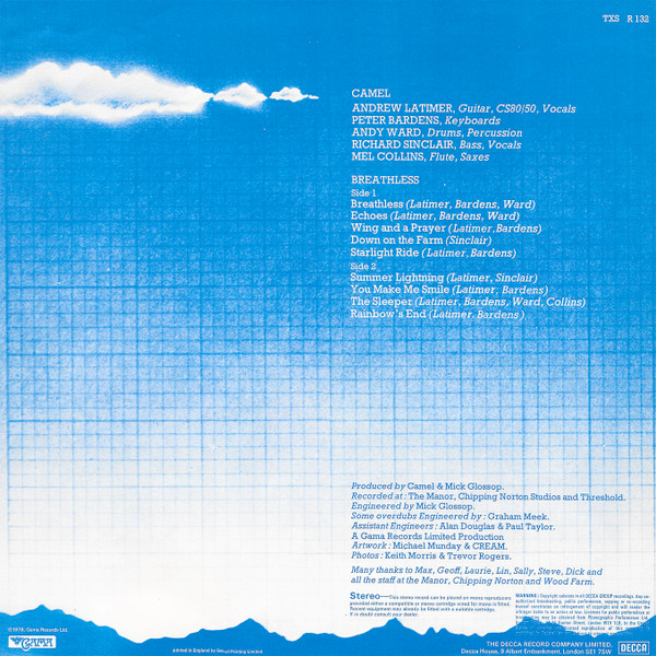 Cover zu Camel - Breathless | 1978 | Vinyl, LP, Album, Stereo | Rock | UK