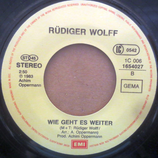 Cover zu Rüdiger Wolff - Für Uns Beide | 1983 | Vinyl | Pop | Germany