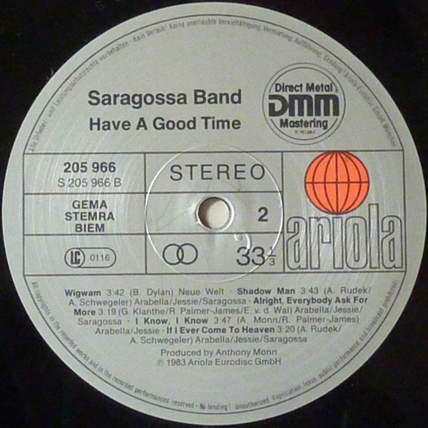 Cover zu Saragossa Band - Have A Good Time | 1983 | Vinyl | Electronic, Latin, Pop | Europe