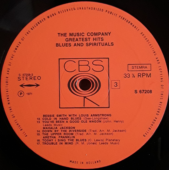 Cover zu Various - The Music Company Greatest Hits - Blues And Spirituals | 1971 | Vinyl | Jazz, Blues | France
