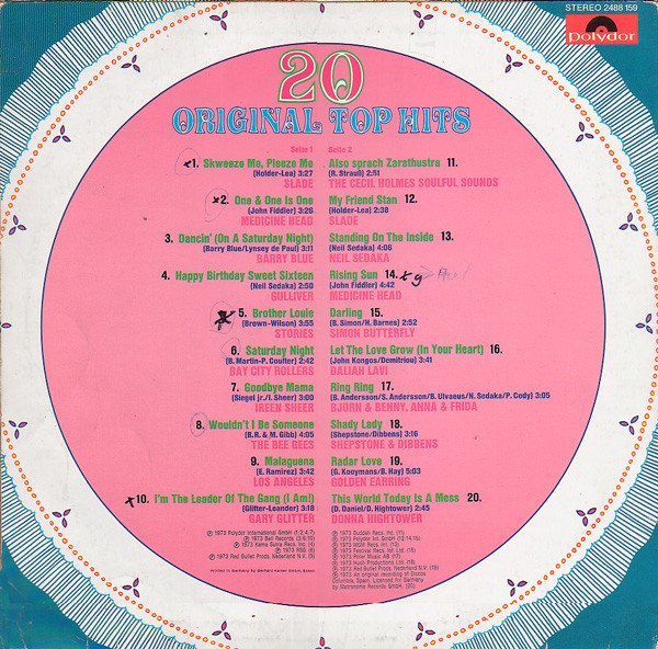 Cover zu Various - 20 Original Top Hits | 1973 | Vinyl | Rock, Pop | Germany