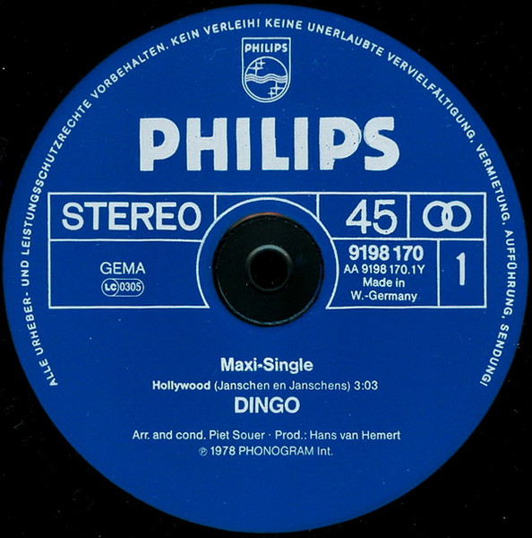 Cover zu Dingo (2) - Hollywood | 1978 | Vinyl | Electronic | Germany Schallplatten Ankauf