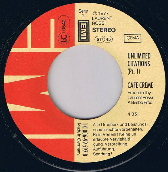 Cover zu Café Crème - Unlimited Citations | 1977 | 7