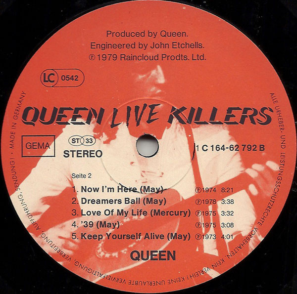 Cover zu Queen - Live Killers | 1979 | Vinyl, LP, Album, Stereo, 2xLP, Gat | Rock | Germany
