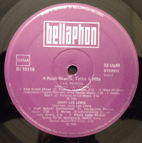Cover zu Chuck Berry, Bo Diddley, Carl Perkins, Jerry Lee Lewis - 4 Rock Giants, Talks & Hits | Vinyl | Rock | Germany