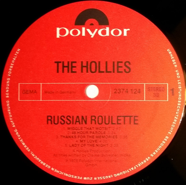 Cover zu The Hollies - Russian Roulette | 1976 | Vinyl | Rock, Pop | Germany
