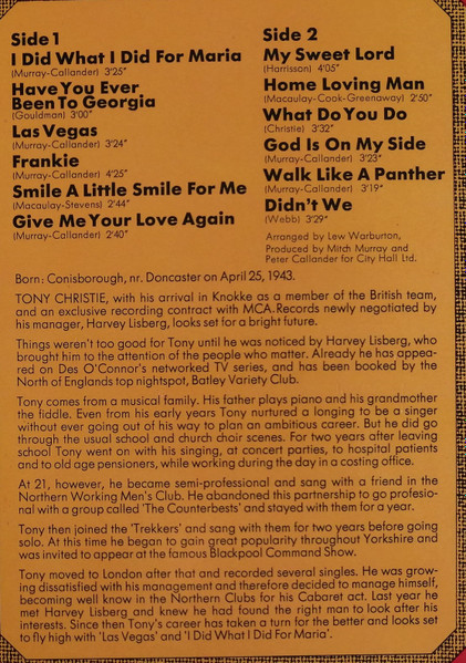 Cover zu Tony Christie - Las Vegas | 1971 | Vinyl | Pop | Germany