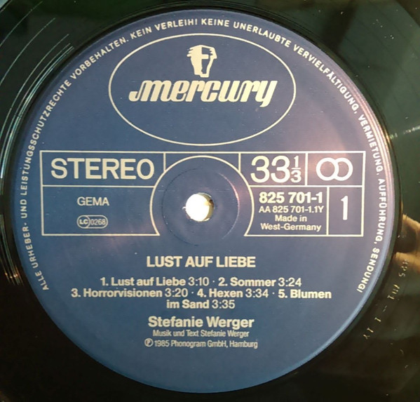 Cover zu Stefanie Werger - Lust Auf Liebe | 1985 | Vinyl | Rock, Pop | Germany Schallplatten Ankauf