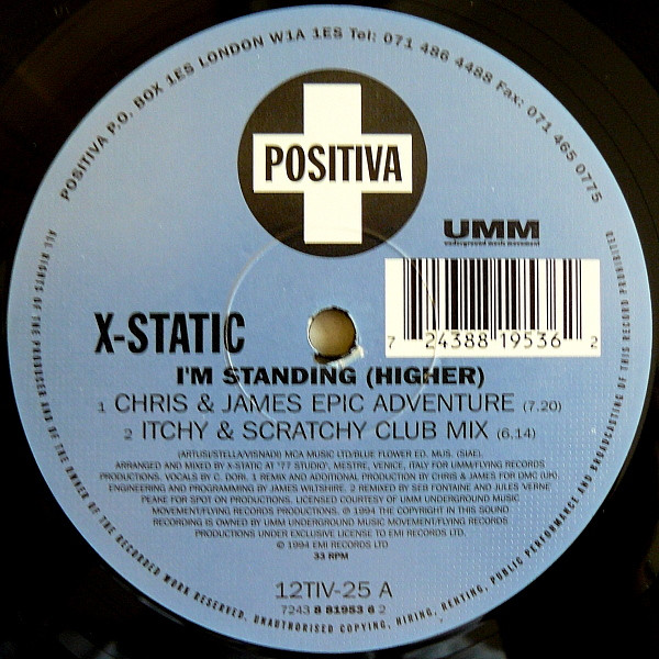 Cover zu X-Static - I'm Standing (Higher) | 1995 | Vinyl | Electronic | UK Schallplatten Ankauf