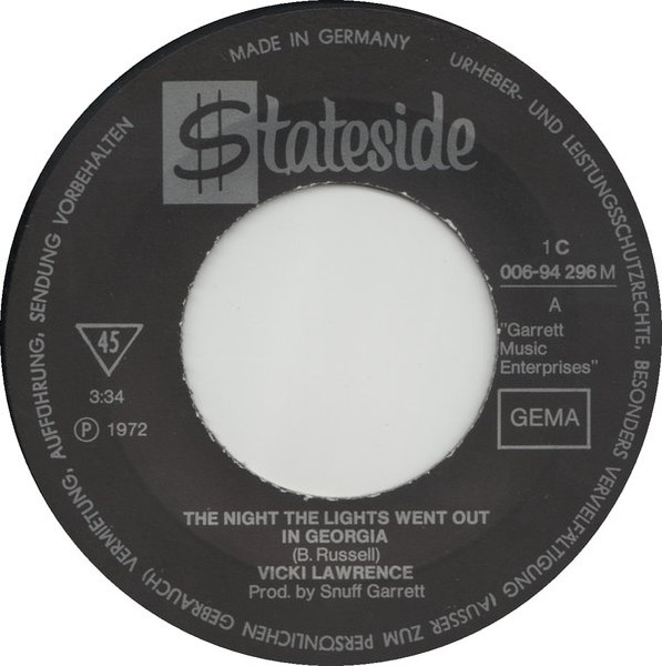 Cover zu Vicki Lawrence - The Night The Lights Went Out In Georgia | 1973 | Vinyl | Funk / Soul, Pop | Germany