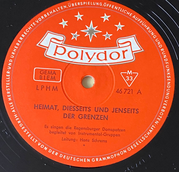 Cover zu Regensburger Domspatzen - Heimat, Diesseits Und Jenseits Der Grenzen | 1963 | Vinyl | Folk, World, & Country | Germany Schallplatten Ankauf