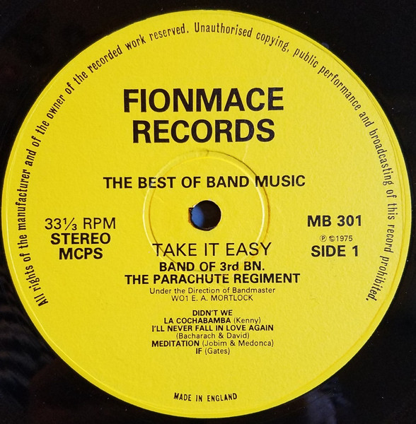 Cover zu The Band Of The 3rd BN The Parachute Regiment - Take It Easy | 1975 | Vinyl | Jazz, Pop, Folk, World, & Country | UK Schallplatten Ankauf