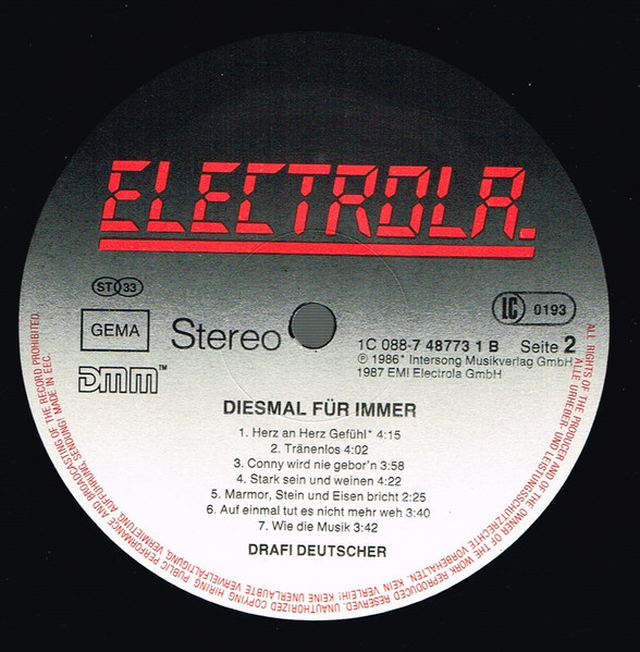 Cover zu Drafi Deutscher - Diesmal Für Immer | 1987 | Vinyl | Rock, Pop | Germany