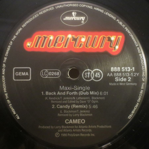 Cover zu Cameo - Back And Forth | 1987 | Vinyl | Electronic, Funk / Soul | Germany