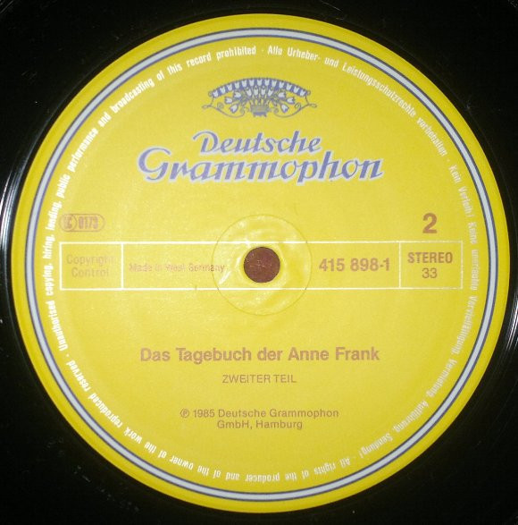 Cover zu Anne Frank (2) - Das Tagebuch Der Anne Frank | 1985 | Vinyl | Non-Music | Germany