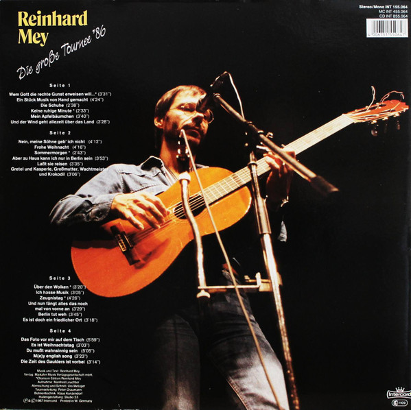 Cover zu Reinhard Mey - Die Große Tournee '86 | 1987 | Vinyl, LP, Album | Rock | Germany