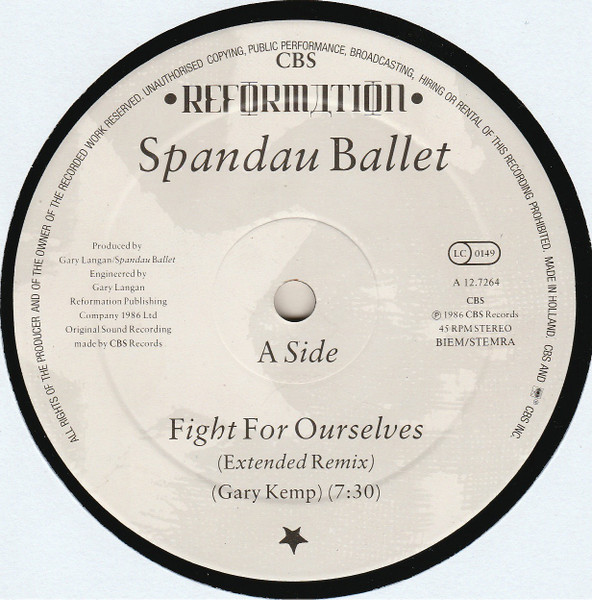 Cover zu Spandau Ballet - Fight For Ourselves (Extended Remix) | 1986 | Vinyl | Electronic | Netherlands Schallplatten Ankauf
