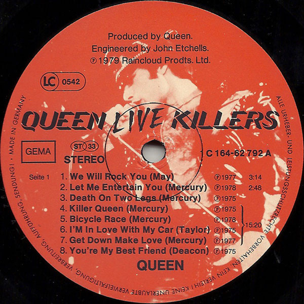 Cover zu Queen - Live Killers | 1979 | Vinyl, LP, Album, Stereo, 2xLP, Gat | Rock | Germany