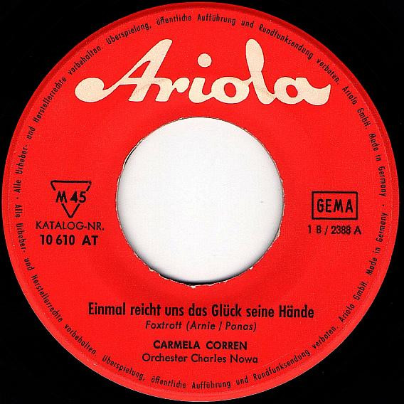 Cover zu Carmela Corren - Einmal Reicht Uns Das Glück Seine Hände | 1964 | Vinyl | Pop | Germany Schallplatten Ankauf