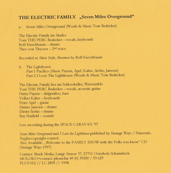 Cover zu The Electric Family - Seven Miles Overground | 1998 | Vinyl, 7