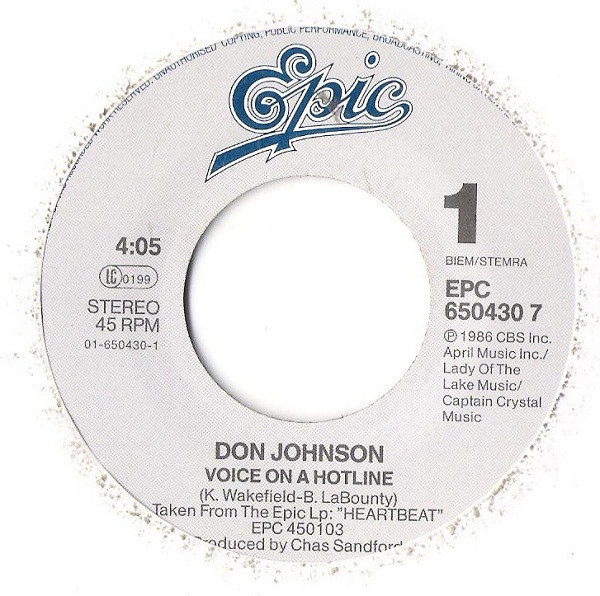 Cover zu Don Johnson - Voice On A Hotline | 1986 | Vinyl | Pop | Europe