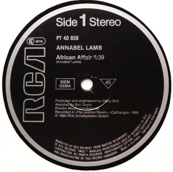 Cover zu Annabel Lamb - African Affair | 1986 | Vinyl | Electronic | Germany Schallplatten Ankauf