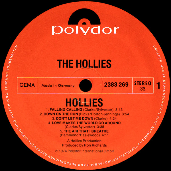 Cover zu The Hollies - Hollies | 1974 | Vinyl | Rock, Blues, Pop | Germany