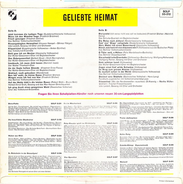 Cover zu Various - Geliebte Heimat | Vinyl | Folk, World, & Country | Germany Schallplatten Ankauf
