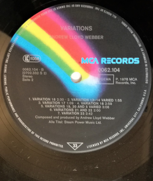 Cover zu Andrew Lloyd Webber - Variations | 1978 | Vinyl | Rock, Classical | Germany