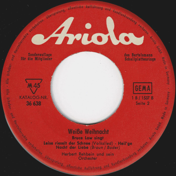 Cover zu Bruce Low - Weiße Weihnacht - White Christmas | 1963 | Vinyl | Pop | Germany