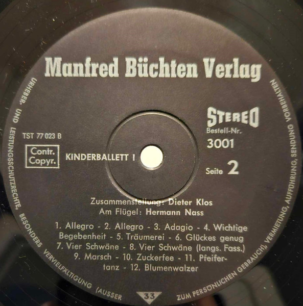 Cover zu Dieter Klos, Hermann Nass - Kinderballett I | Vinyl | Classical | Germany