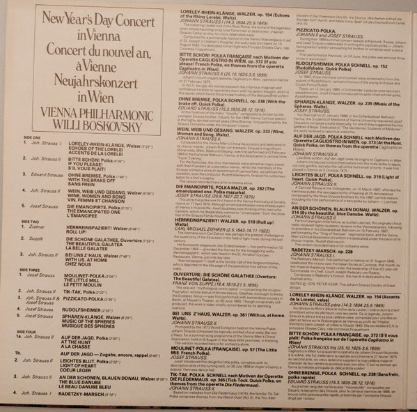 Cover zu Wiener Philharmoniker, Willi Boskovsky - New Year's Day Concert In Vienna = Neujahrskonzert In Wien = Concert Du Nouvel An, A Vienne | 1979 | Vinyl | Classical | UK & Europe