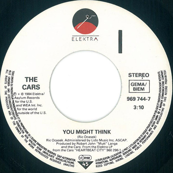 Cover zu The Cars - You Might Think | 1984 | Vinyl | Electronic, Rock | Europe Schallplatten Ankauf