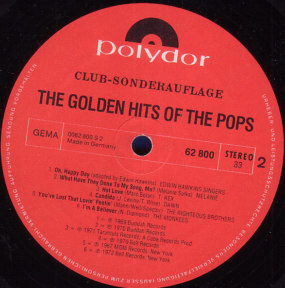 Cover zu Various - The Golden Hits Of The Pops | 1974 | Vinyl | Rock, Funk / Soul, Pop | Germany