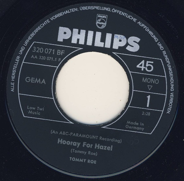 Cover zu Tommy Roe - Hooray For Hazel | 1966 | Vinyl | Rock | Germany Schallplatten Ankauf