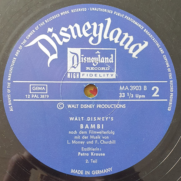 Cover zu Unknown Artist - Walt Disney's Bambi | 1967 | Vinyl | Children's, Stage & Screen | Germany