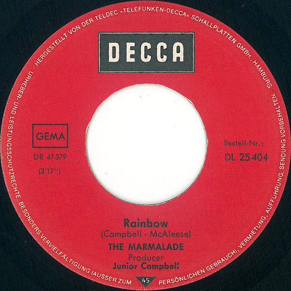 Cover zu The Marmalade - Rainbow | 1970 | Vinyl, 45 RPM, 7