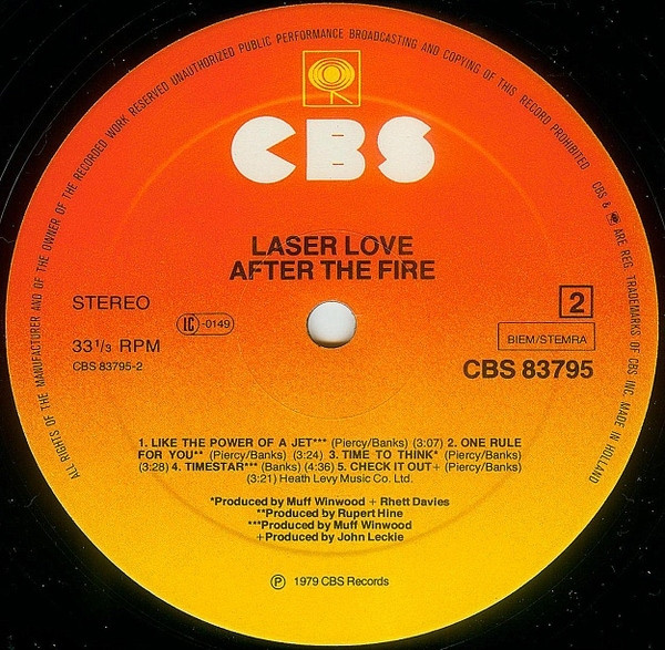 Cover zu After The Fire - Laser Love | 1979 | Vinyl | Rock | Europe