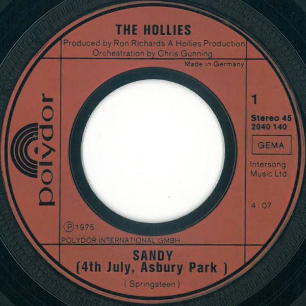 Cover zu The Hollies - Sandy | 1975 | Vinyl | Rock, Pop | Germany