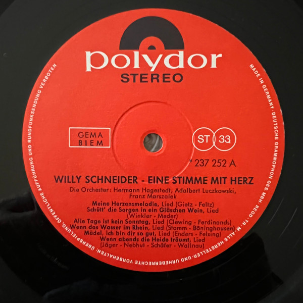 Cover zu Willy Schneider - Eine Stimme Mit Herz | Vinyl | Pop, Folk, World, & Country | Germany
