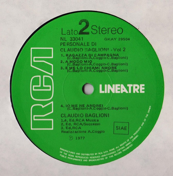 Cover zu Claudio Baglioni - Personale Di Claudio Baglioni Vol. 2 | 1977 | Vinyl | Pop | Italy