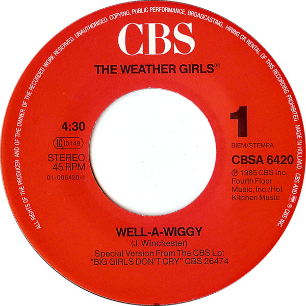 Cover zu The Weather Girls - Well-A-Wiggy | 1985 | Vinyl | Electronic | Europe Schallplatten Ankauf