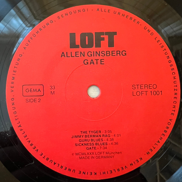 Cover zu Allen Ginsberg - Gate, Two Evenings With Allen Ginsberg Vol.1 Songs | 1980 | Vinyl | Blues, Non-Music, Folk, World, & Country | Germany