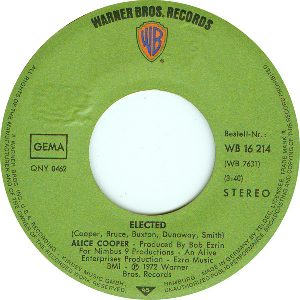 Cover zu Alice Cooper - Elected! | 1972 | Vinyl, 45 RPM, 7
