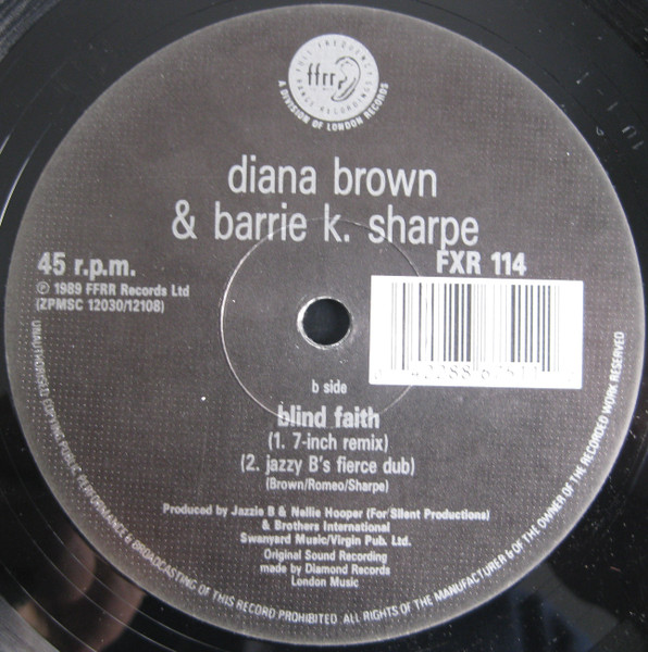 Cover zu Diana Brown & Barrie K Sharpe - Blind Faith | 1989 | Vinyl | Electronic | UK Schallplatten Ankauf