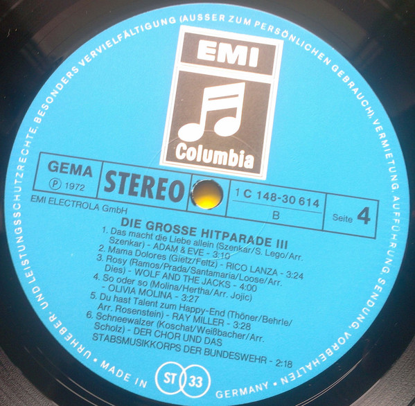 Cover zu Various - Die Große Hitparade 3 | 1972 | Vinyl | Pop | Germany