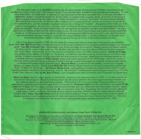 Cover zu Queen - Live Killers | 1979 | Vinyl, LP, Album, Stereo, 2xLP, Gat | Rock | Germany Schallplatten Ankauf