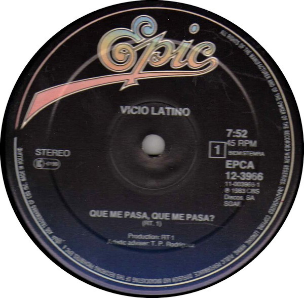 Cover zu Vicio Latino - ¿Qué Me Pasa, Qué Me Pasa? | 1983 | Vinyl | Electronic | Europe