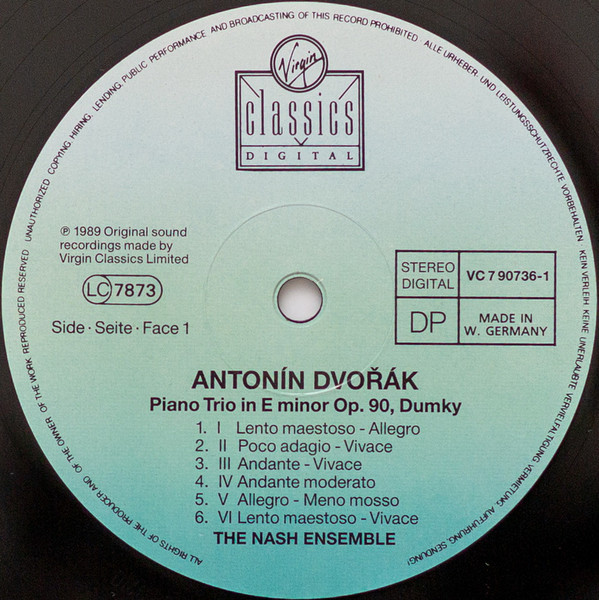 Cover zu Antonín Dvořák - The Nash Ensemble - Piano Quintet · Klavierquintett / Piano Trio · Klaviertrio ‘Dumky’ | 1989 | Vinyl | Classical | Germany Schallplatten Ankauf