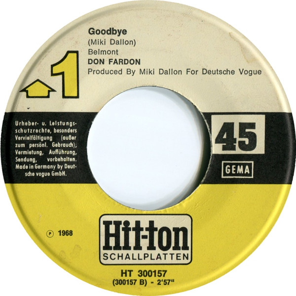 Cover zu Don Fardon - Treat Her Right / Goodbye | 1968 | Vinyl | Rock | Germany